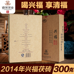 黑茶湖南安化黑茶 道然黑茶金花手筑茯茶2014兴福茯茶砖300g茶叶