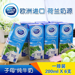 进口牛奶dutch lady子母奶 全脂纯牛奶 荷兰奶源 一排装6x200ml