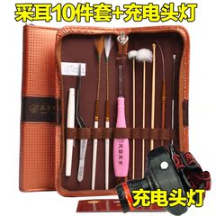 天艺高级采耳工具套装专业掏耳充电头灯银针鹤毛竹柄鹅毛棒马尾毛