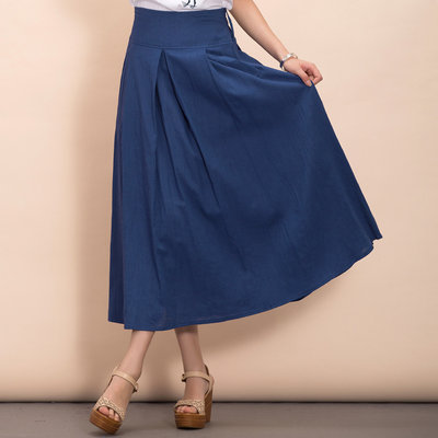 2015夏季新款女装半身裙百搭a字裙修身半裙显瘦半身长裙棉麻裙子