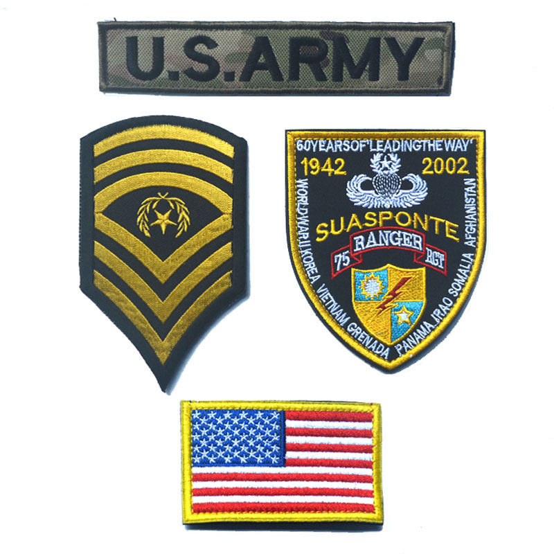 5迷彩4件套美国闪电特种 游骑兵 空降兵 军迷刺绣魔术贴章徽章肩章已