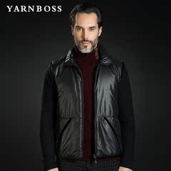 YARNBOSS男装 春季中年男士商务休闲修身立领针织拼接夹克外套 男