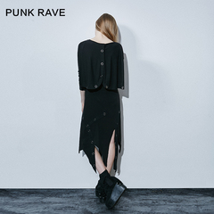 PUNK RAVE设计师品牌秋装新款 朋克个性不规则针织连衣裙秋