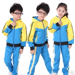 批发秋冬幼儿园园服小学生中学生校服套装运动服班服带帽服装