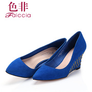 Faiccia/non-genuine leather spring 2015 new counters light pointed wedges women's high heels M413