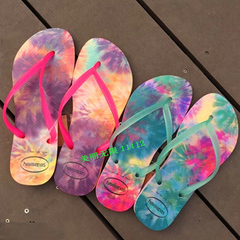 哈瓦那havaianas人字拖细带腰身slim tie dye印染女士防滑沙滩鞋