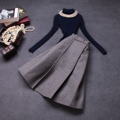Autumn/winter 2014 the new European and American fashion simple fan temperament two-piece slim wool skirts, big name #