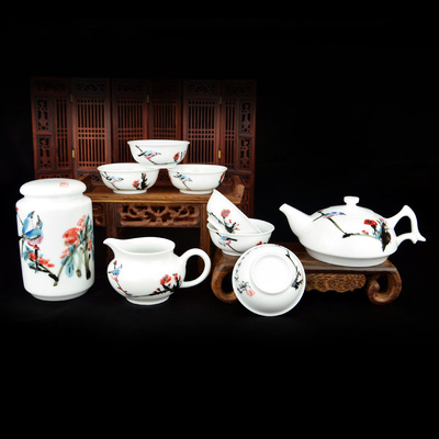 七旬大师 谭载福呕心力作 湖南陶瓷名家名作 花鸟功夫茶具