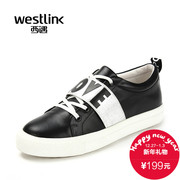 West fall 2015 new leather casual shoes with letter printing platform sport women shoes