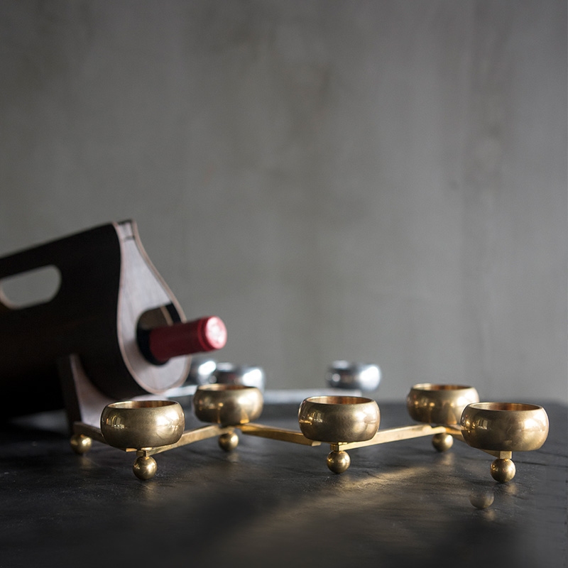 QIU器物瑞典KLONG进口 北欧风金色 银色 2色 纯铜可折叠茶蜡烛台