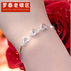 925 silver bracelet women''s personalized birthday gift for girlfriend, romantic Korean fashion jewelry heart bracelet
