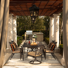 斐梵高档户外家具普林斯顿铸铝桌椅组合别墅豪花园庭院一桌六椅