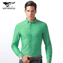 七匹狼秋季2015长袖衬衫时尚纯棉多彩衬衣新进口美棉免烫百搭2022