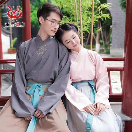 标题优化:重回汉唐 金风玉露 原创汉服男女装绣花半臂交领襦裙CP情侣装春秋