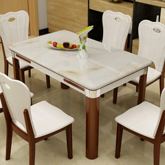 简约现代大理石餐桌椅组合6人饭桌 小户型实木餐桌长方形家用餐台