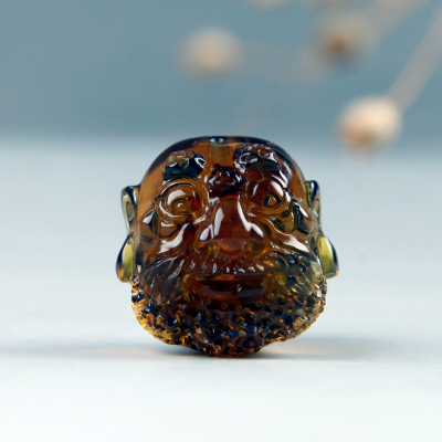 顶级天然琥珀 雕件 罗汉头像 0336