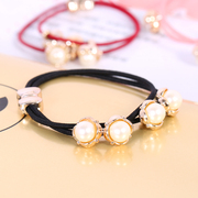 Know NI Korea super elastic hair tie band made by the Korean version of the fresh and small Pearl tiara pierced wire hair accessories