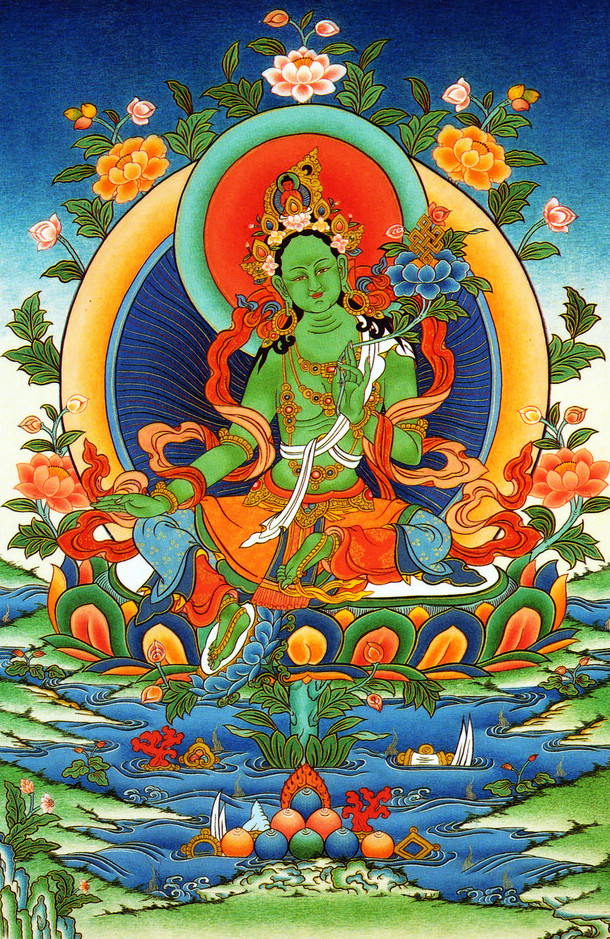 线绣 印布 diy唐卡十字绣 个性定制 绿度母