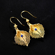 Thai natural lapis lazuli earrings 925 Silver European fashion female silver plated trend Thai Tremella ornaments