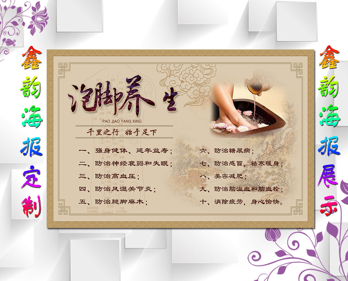 中医养生馆spa宣传海报装饰挂泡脚养生保养护理美容店kt板定制