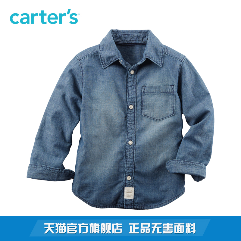 Carter's1件式牛仔蓝长袖衬衫全棉男宝幼儿童装中童243G673产品展示图2