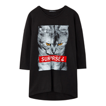 美特斯邦威2015秋装新款女动物印花七分袖宽松T恤吊牌价139