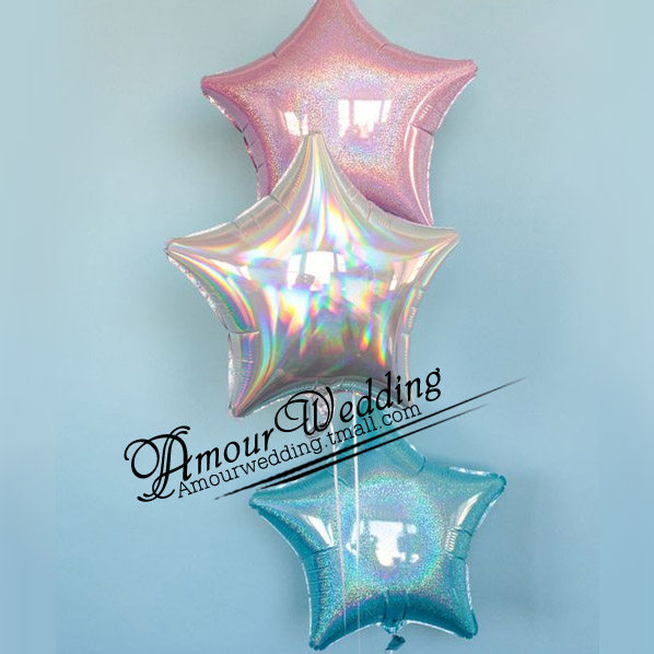 18寸32寸五星镭射爱心圆形铝箔气球婚礼生日节日主题派对拍照装饰