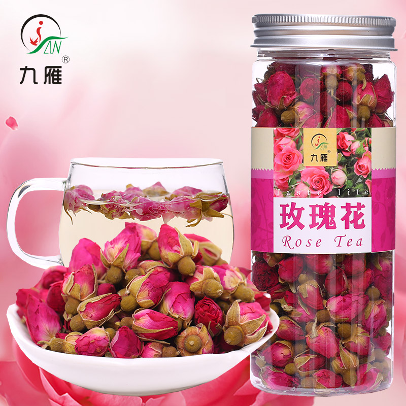 【买2送1】九雁 茶叶 花草茶 玫瑰花茶 平阴玫瑰花茶 60g/罐产品展示图4