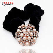 Package mail smiling Korea pin bead clasp release ring rope ring made by the noble flower hair jewelry women