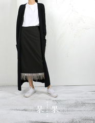 杲果/GAOGUO原创设计师女装品牌 2015高腰显瘦羽毛百搭A字半身裙