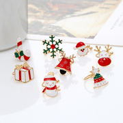 Pink girl Korean version of Santa Claus earrings ear clip ear Clip no ears pierced earrings earrings cute single price