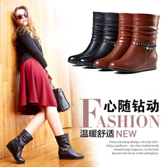 Fuguiniao shoes 2015 winter boots in boots with Jurchen leather Biker boots winter boots and wool winter boots