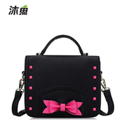 MU-fish bag 2015 new purses collision riveted bow color fashion laptop shoulder Messenger bag