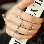 Powder makeup Korea new faux Pearl 55 piece ring set ring finger joint ring decorated female