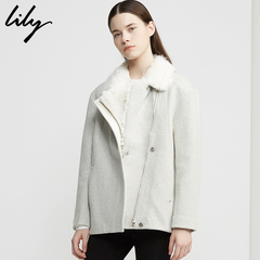 Lily冬装新款女装保暖修身纯色长袖棉衣114440K3106