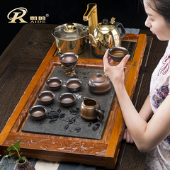 凯的乌金石整套功夫茶具套装四合一汝窑陶瓷家用茶盘实木茶台特价