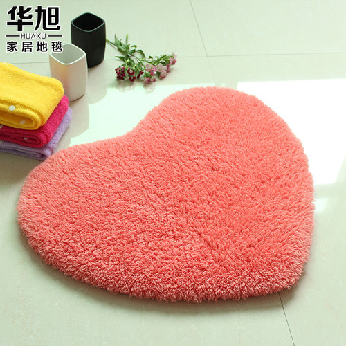 可爱爱心地垫房间卧室小地垫丝毛吸水浴室防滑垫 门垫脚垫_不打折现价