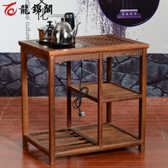 红木家具仿古鸡翅木茶桌 复古中式实木茶台功夫茶几小方桌 茶水架