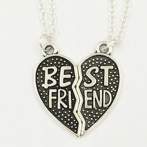 破碎的心项链两瓣 best friends forever 送朋友礼物 n152