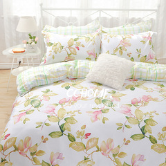 韩版床上用品田园四件套 纯棉床品 小清新床单印花卉风格活性斜纹