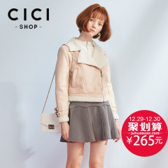 CICISHOP2016秋季新款日系甜美百搭羊羔毛麂皮绒短款厚外套女6030