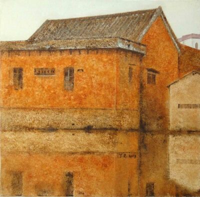 潘映蓉 作品《红砖房》布面油画