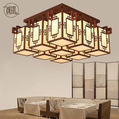 新中式吸顶灯led正方形客厅灯铁艺仿古餐厅卧室灯大气中式灯具