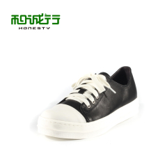 And 2015 spring new full leather canvas Korean men's shoe lacing round head 0550499