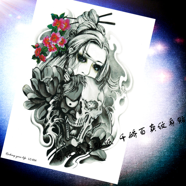3d大花臂花旦纹身贴持久防水男女生纹身上贴纸女全臂