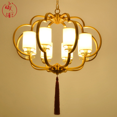 全铜新中式吊灯客厅餐厅灯现代简约温馨卧室灯纯铜中国风书房吊灯