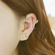 New special price Korea jewelry ladies flower diamond ear clips without pierced ear bones clip earring ear loop earrings