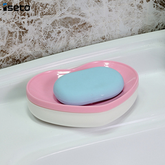 日本进口ISETOU 粉心形双层香皂盒 沥水肥皂盒 香皂架肥皂架