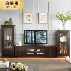 实木电视柜现代简约1.8米2米地柜电视柜客厅组合美式乡村家具