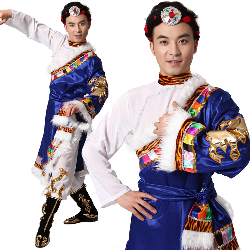 风格汇美藏族舞蹈演出服装男士西藏少数民族演出服装年会表演服装